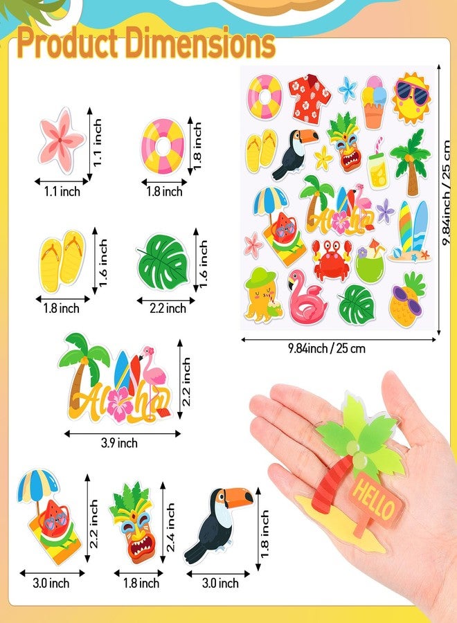 Gilprop 22 Pieces Hawaiian Thick Gel Clings Aloha Window Gels Decals Reusable Tropical Stickers Removable Tiki Flamingo Gel Clings for Windows Refrigerators Luau Party Decorations, 1 Sheet - Image 2